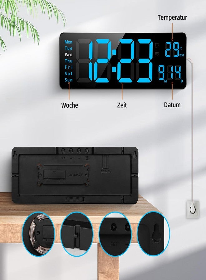 AnExer Digital Wall Clock with Remote Control, 13 Inch LED Display Count Up & Down Timer, Adjustable Brightness Alarm Clock with Day/Date/Temp for Gym, Home, Office - Image 2